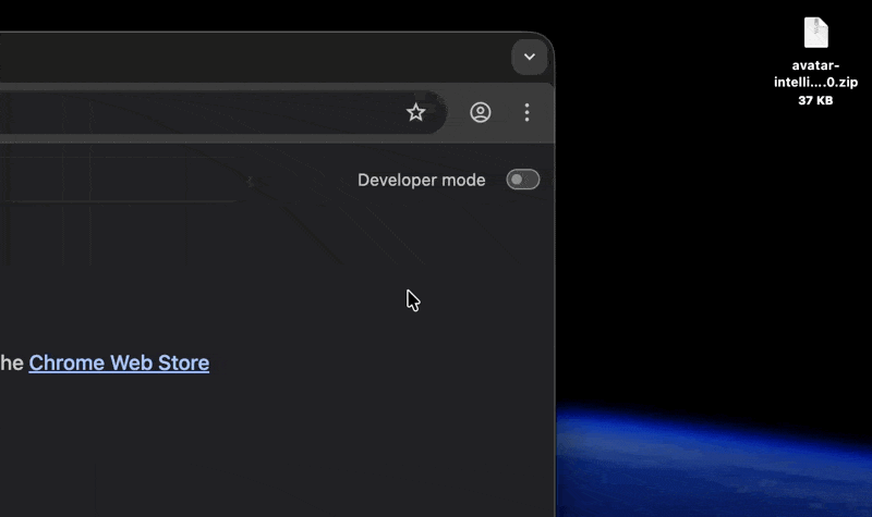 Enable developer mode and drag the zip